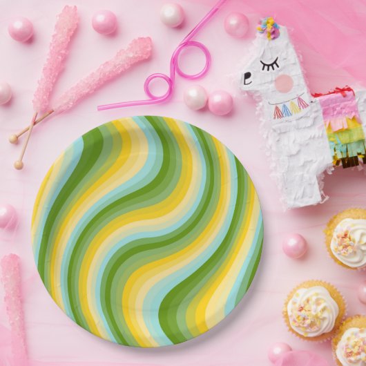 Farbenfrohe Wellen aus dem Diagonal Stripe Pappteller (Party)