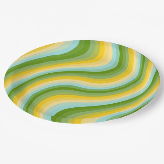 Farbenfrohe Wellen aus dem Diagonal Stripe Pappteller (Schrägansicht)