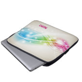 Farbenfrohe Wellen Beige Hintergrund Monogramm Laptopschutzhülle (Vorne Knopf)