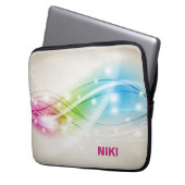 Farbenfrohe Wellen Beige Hintergrund Monogramm Laptopschutzhülle (Vorderseite Links)