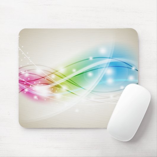 Farbenfrohe Wellen Beige Hintergrund Mousepad (Mit Mouse)