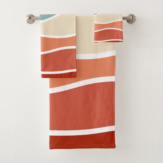Farbenfrohe Wellen im Retrostil Badhandtuch Set (Insitu)