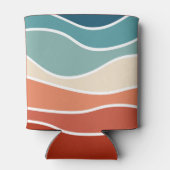 Farbenfrohe Wellen im Retrostil Dosenkühler (Rückseite)