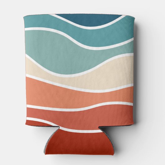 Farbenfrohe Wellen im Retrostil Dosenkühler (Rückseite)