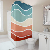 Farbenfrohe Wellen im Retrostil Duschvorhang (Beispiel)