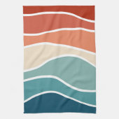 Farbenfrohe Wellen im Retrostil Geschirrtuch (Vertikal)