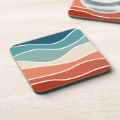 Farbenfrohe Wellen im Retrostil Getränkeuntersetzer (Linke Seite)