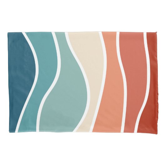 Farbenfrohe Wellen im Retrostil Kissenbezug (Vorderseite)