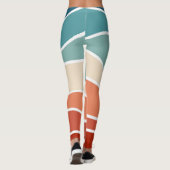 Farbenfrohe Wellen im Retrostil Leggings (Rückseite)