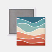 Farbenfrohe Wellen im Retrostil Magnet (Vorderseite/Rückseite)