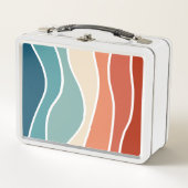 Farbenfrohe Wellen im Retrostil Metall Brotdose (Vorderseite)
