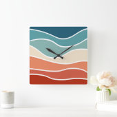 Farbenfrohe Wellen im Retrostil Quadratische Wanduhr (Zuhause)