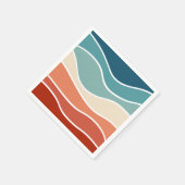 Farbenfrohe Wellen im Retrostil Serviette (Ecke)