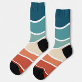 Farbenfrohe Wellen im Retrostil Socken (Linkes Detail)