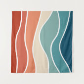 Farbenfrohe Wellen im Retrostil Wandteppich (Vorderseite (Horizontal))