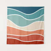 Farbenfrohe Wellen im Retrostil Wandteppich (Vorderseite)
