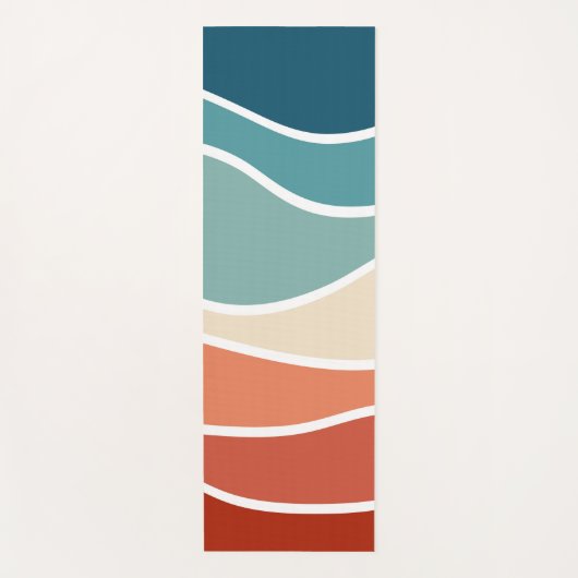 Farbenfrohe Wellen im Retrostil Yogamatte (Vorderseite)