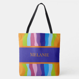 Farbenfrohe Wellen mit Namen Tasche