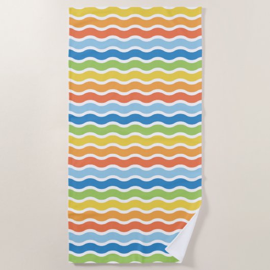 Farbenfrohe Wellen Pattern Beach Handtuch (Vorderseite)