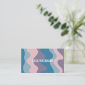 Farbenfrohe Wellen Streifen QR Code Social Media C Visitenkarte (Stehend Vorderseite)