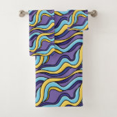 Farbenfrohe Wellenmuster Funky Retro Modernes Abst Badhandtuch Set (Insitu)