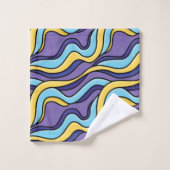 Farbenfrohe Wellenmuster Funky Retro Modernes Abst Badhandtuch Set (Waschlappen)