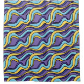 Farbenfrohe Wellenmuster Funky Retro Modernes Abst Duschvorhang (Vorderseite)