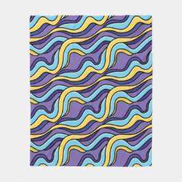 Farbenfrohe Wellenmuster Funky Retro Modernes Abst Fleecedecke