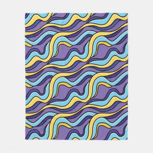Farbenfrohe Wellenmuster Funky Retro Modernes Abst Fleecedecke (Vorderseite)