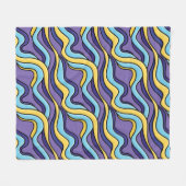 Farbenfrohe Wellenmuster Funky Retro Modernes Abst Fleecedecke (Vorderseite (Horizontal))