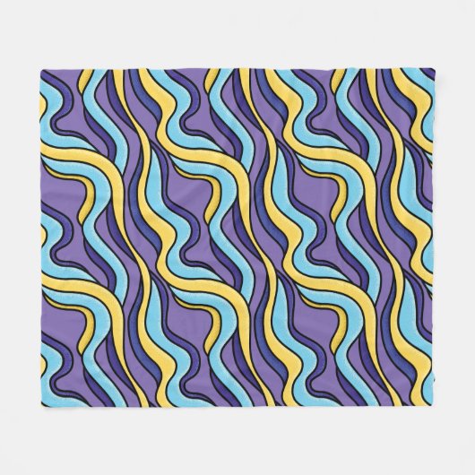 Farbenfrohe Wellenmuster Funky Retro Modernes Abst Fleecedecke (Vorderseite (Horizontal))