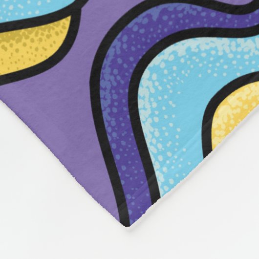 Farbenfrohe Wellenmuster Funky Retro Modernes Abst Fleecedecke (Ecke)