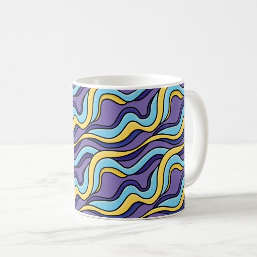 Farbenfrohe Wellenmuster Funky Retro Modernes Abst Kaffeetasse (VorderseiteRechts)