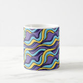 Farbenfrohe Wellenmuster Funky Retro Modernes Abst Kaffeetasse (Mittel)