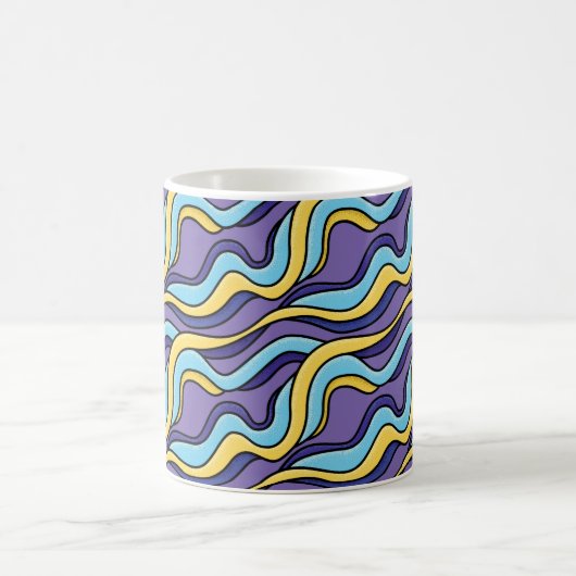 Farbenfrohe Wellenmuster Funky Retro Modernes Abst Kaffeetasse (Mittel)