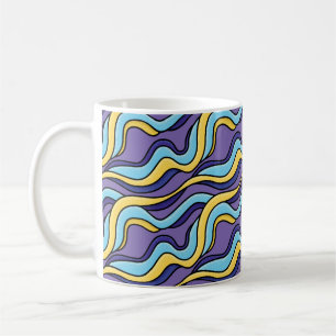 Farbenfrohe Wellenmuster Funky Retro Modernes Abst Kaffeetasse