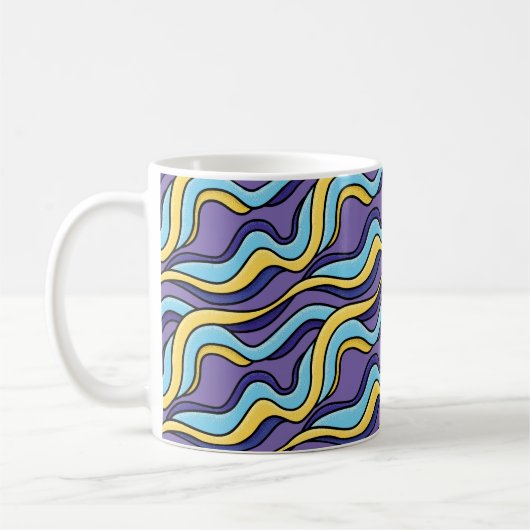 Farbenfrohe Wellenmuster Funky Retro Modernes Abst Kaffeetasse (Links)