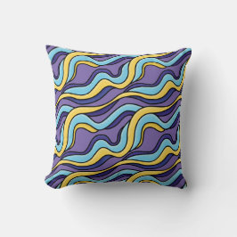 Farbenfrohe Wellenmuster Funky Retro Modernes Abst Kissen