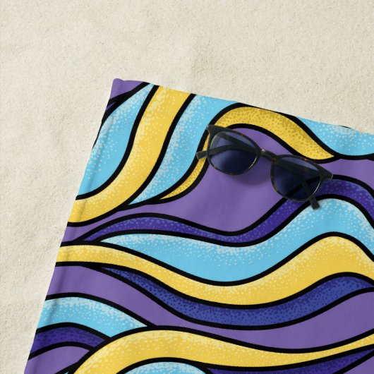 Farbenfrohe Wellenmuster Funky Retro Modernes Abst Strandtuch (Beispiel)