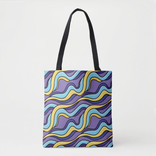 Farbenfrohe Wellenmuster Funky Retro Modernes Abst Tasche (Vorderseite)