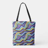 Farbenfrohe Wellenmuster Funky Retro Modernes Abst Tasche (Rückseite)