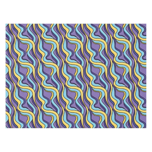 Farbenfrohe Wellenmuster Funky Retro Modernes Abst Tischdecke (Vorderseite (Horizontal))