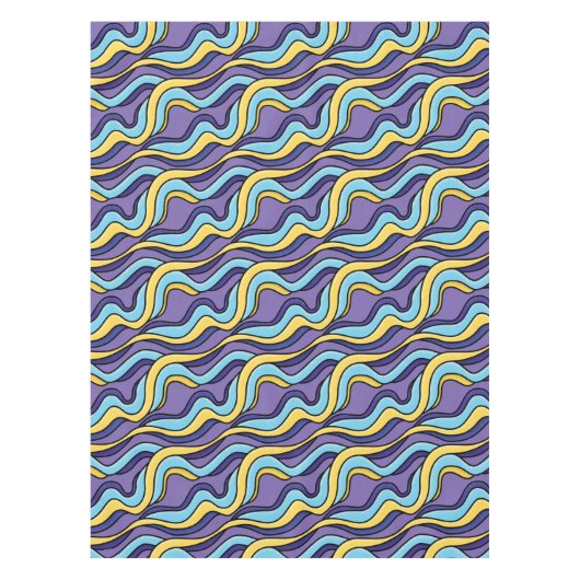 Farbenfrohe Wellenmuster Funky Retro Modernes Abst Tischdecke (Vorderseite)