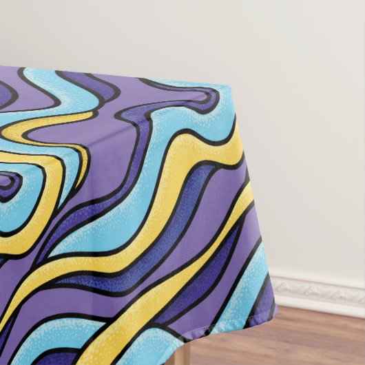 Farbenfrohe Wellenmuster Funky Retro Modernes Abst Tischdecke (Beispiel)