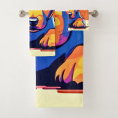 Farbenfrohe Welpenkunst Badhandtuch Set (Insitu)