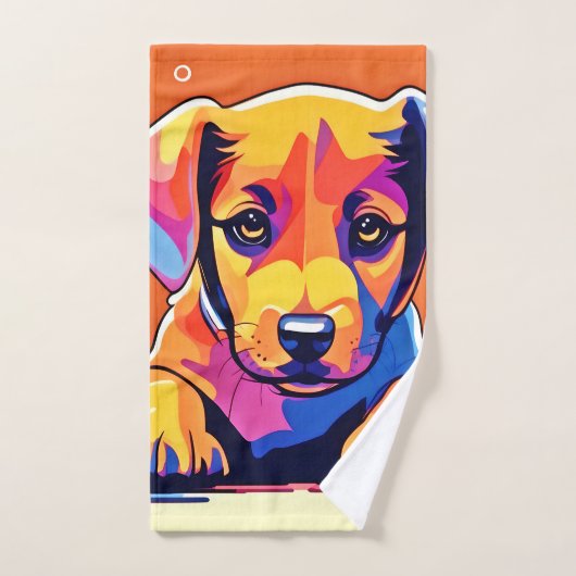 Farbenfrohe Welpenkunst Badhandtuch Set (Handtuch)