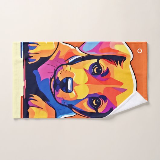 Farbenfrohe Welpenkunst Badhandtuch Set (Handtuch)
