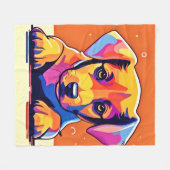Farbenfrohe Welpenkunst Fleecedecke (Vorderseite (Horizontal))