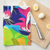 Farbenfrohe Welpenkunst Geschirrtuch (Viertel Falte)