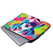 Farbenfrohe Welpenkunst Laptopschutzhülle (Vorne Knopf)